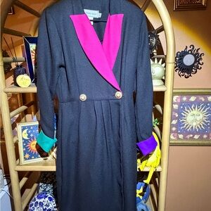 Chic Black Blazer dress with Pink green and purple Accents